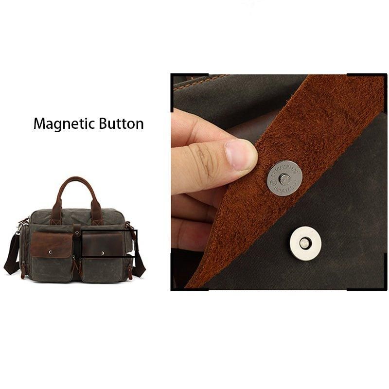 Canvas Herrväska Med Laptopfack