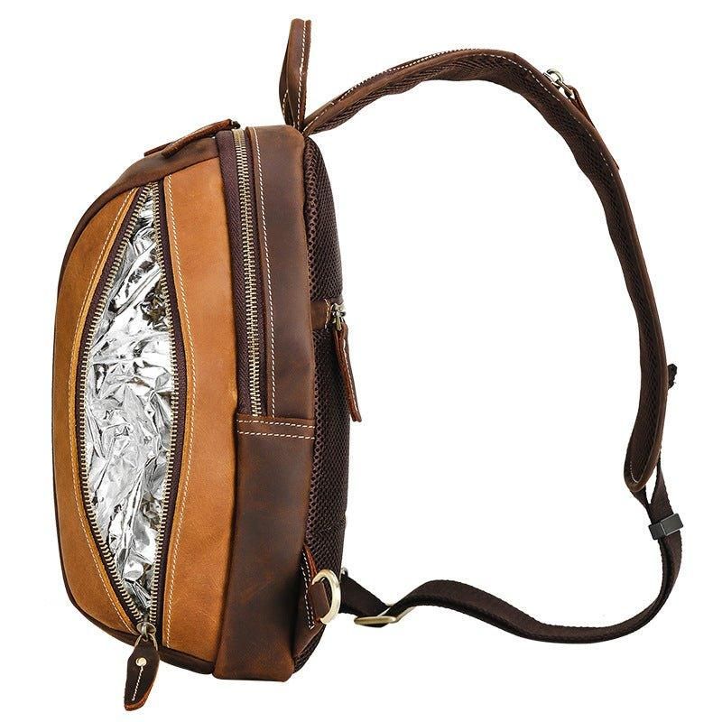 Crossbody-väska I Läder För Män Brun