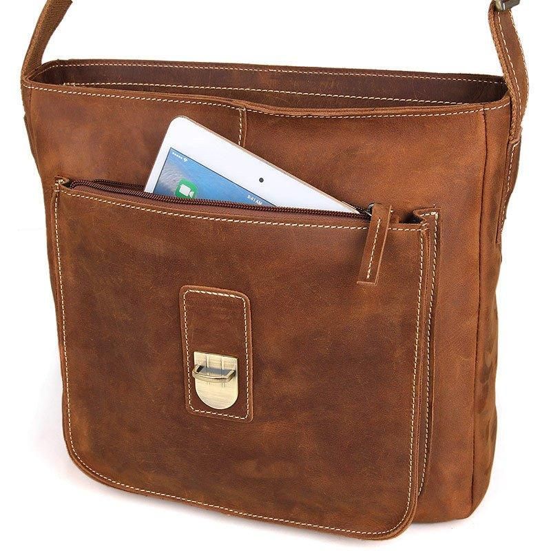 Läder Messenger Crossbody-väska Vintage