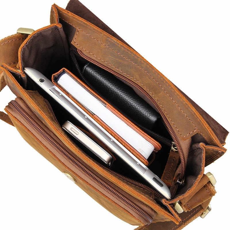 Liten Messenger-väska Crossbody Läder För Män