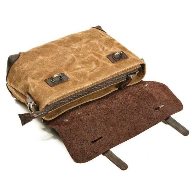 Retro Canvas Messenger-väska Portfölj Motorcykelväskor