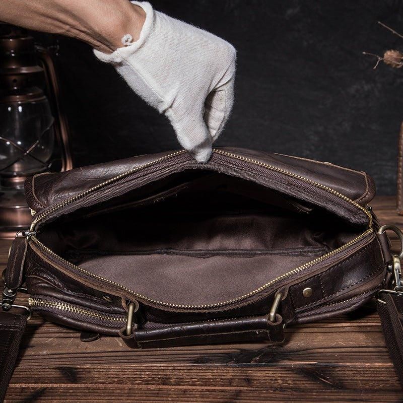 Vintage Äkta Läder Stor Messenger-väska